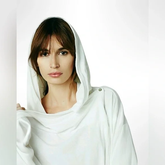 Free People Bond Cardigan Oversized Drape Wrap Hooded Sweater | Gray | Size M - Picture 3 of 16